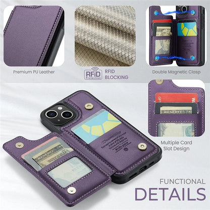 CASEME C22 Series for iPhone 14 Case RFID Blocking Kickstand Cover with 4 Card Slots