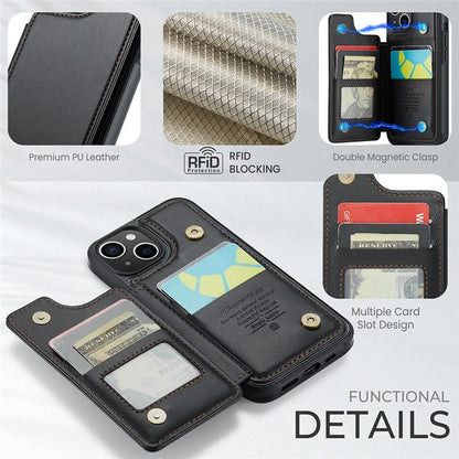 CASEME C22 Series for iPhone 14 Case RFID Blocking Kickstand Cover with 4 Card Slots