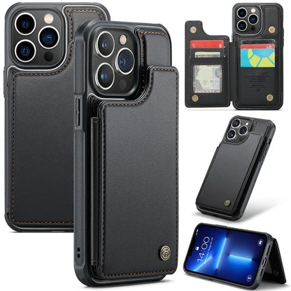 CASEME C22 Series for iPhone 13 Pro Max 6.7 inch Case PU+TPU Kickstand RFID Blocking Phone Cover