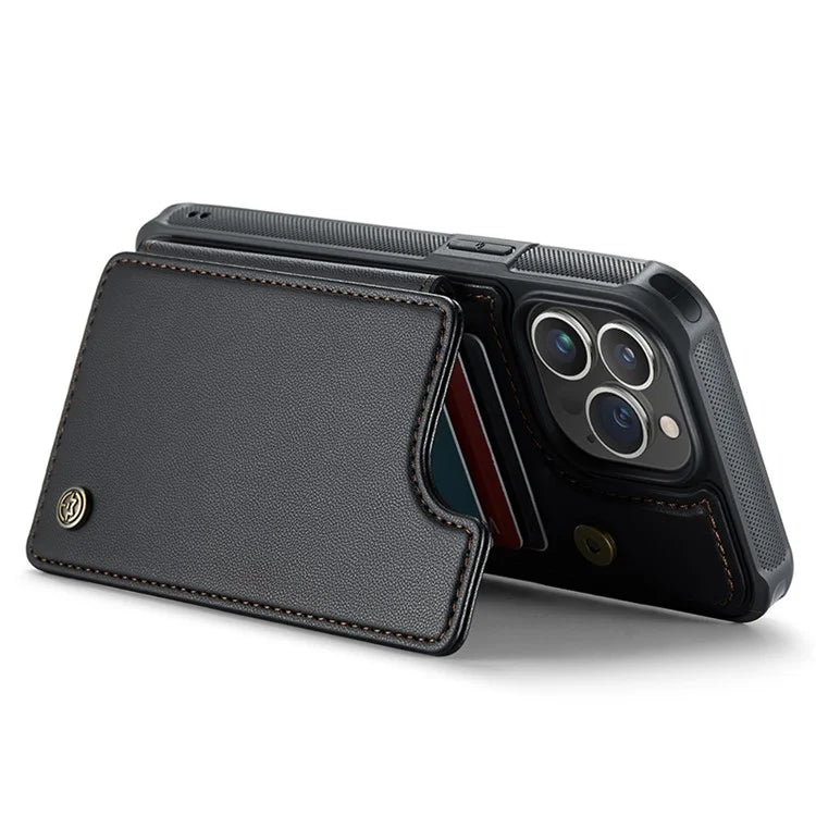 CASEME C22 Series for iPhone 13 Pro Max 6.7 inch Case PU+TPU Kickstand RFID Blocking Phone Cover