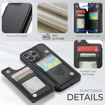 CASEME C22 Series for iPhone 13 Pro Max 6.7 inch Case PU+TPU Kickstand RFID Blocking Phone Cover