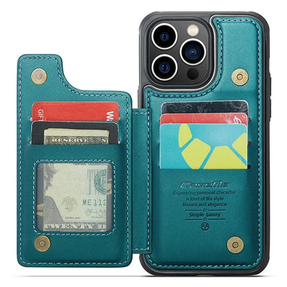 CASEME C22 Series for iPhone 13 Pro Max 6.7 inch Case PU+TPU Kickstand RFID Blocking Phone Cover