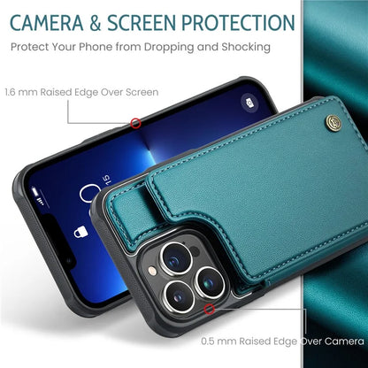 CASEME C22 Series for iPhone 13 Pro Max 6.7 inch Case PU+TPU Kickstand RFID Blocking Phone Cover