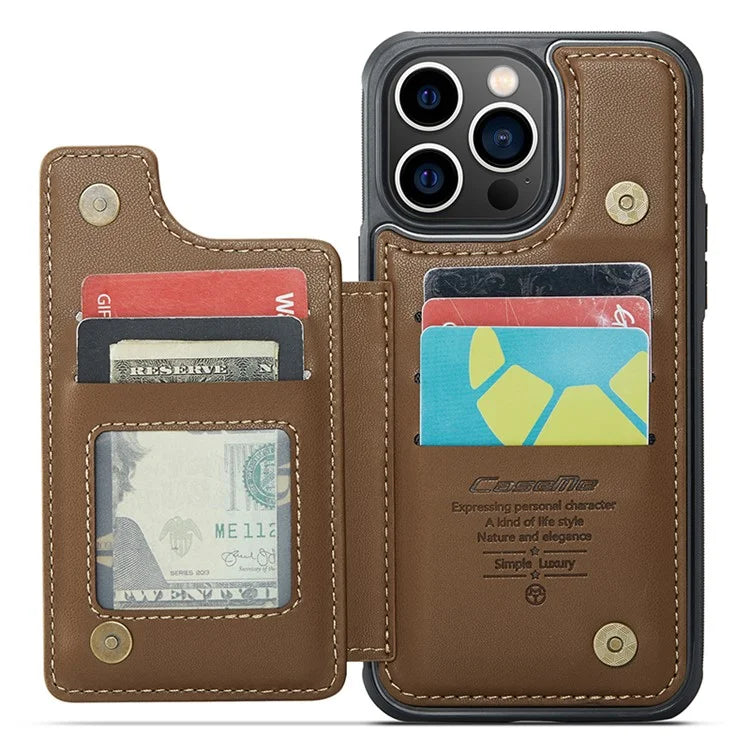 CASEME C22 Series for iPhone 13 Pro Max 6.7 inch Case PU+TPU Kickstand RFID Blocking Phone Cover