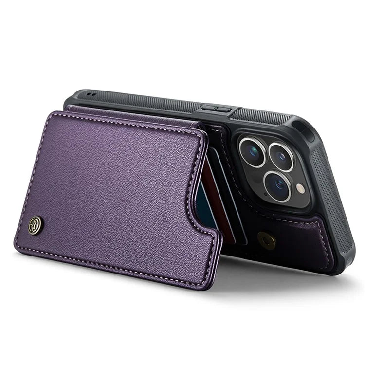 CASEME C22 Series for iPhone 13 Pro Max 6.7 inch Case PU+TPU Kickstand RFID Blocking Phone Cover
