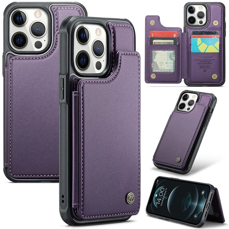 CASEME C22 Series For iPhone 12 Pro Max 6.7 inch Phone Case Leather+TPU Card Holder Cover
