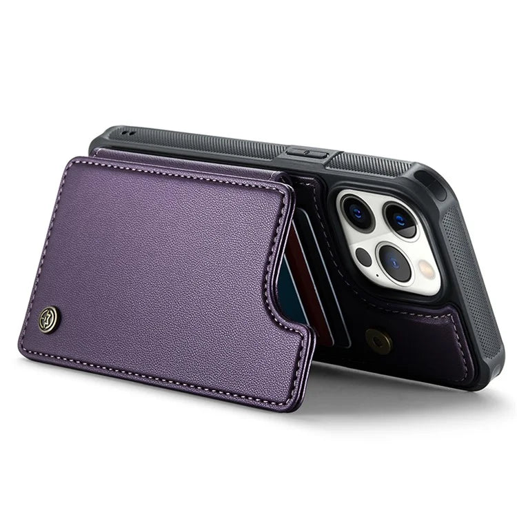 CASEME C22 Series For iPhone 12 Pro Max 6.7 inch Phone Case Leather+TPU Card Holder Cover