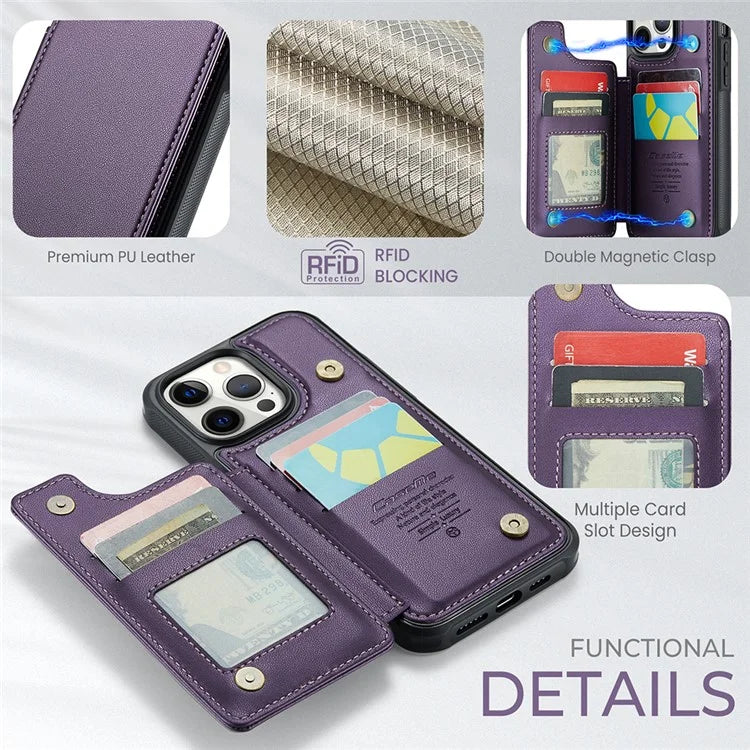 CASEME C22 Series For iPhone 12 Pro Max 6.7 inch Phone Case Leather+TPU Card Holder Cover