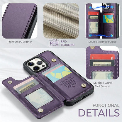CASEME C22 Series For iPhone 12 Pro Max 6.7 inch Phone Case Leather+TPU Card Holder Cover