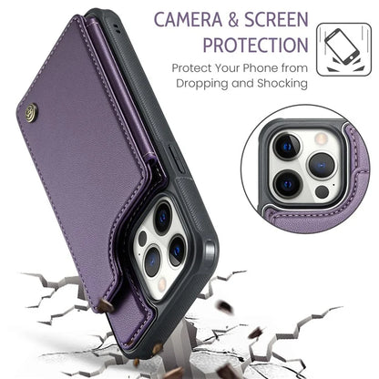 CASEME C22 Series For iPhone 12 Pro Max 6.7 inch Phone Case Leather+TPU Card Holder Cover