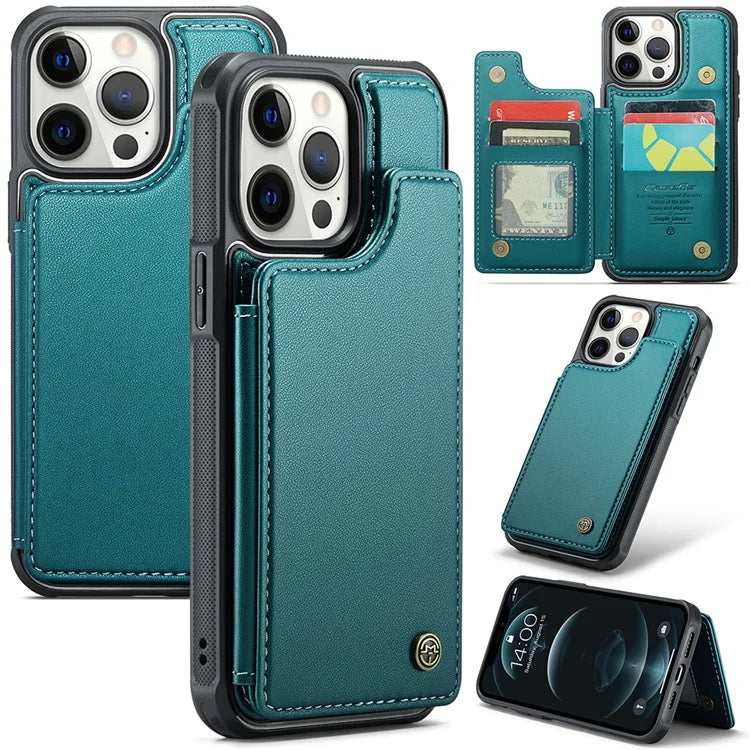 CASEME C22 Series For iPhone 12 Pro Max 6.7 inch Phone Case Leather+TPU Card Holder Cover