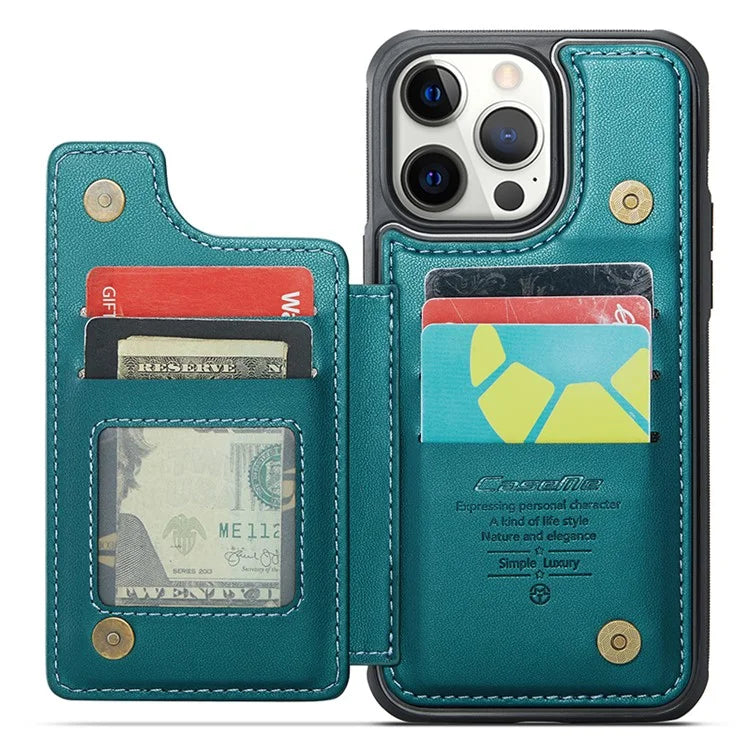 CASEME C22 Series For iPhone 12 Pro Max 6.7 inch Phone Case Leather+TPU Card Holder Cover