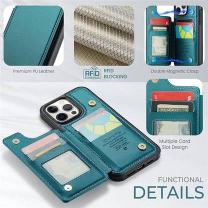 CASEME C22 Series For iPhone 12 Pro Max 6.7 inch Phone Case Leather+TPU Card Holder Cover