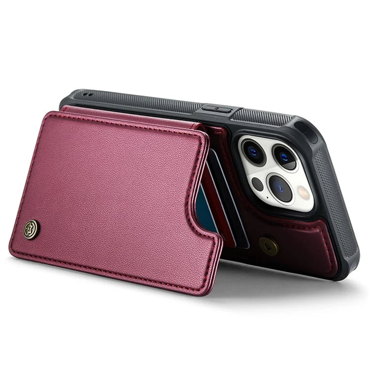 CASEME C22 Series For iPhone 12 Pro Max 6.7 inch Phone Case Leather+TPU Card Holder Cover