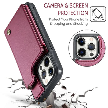 CASEME C22 Series For iPhone 12 Pro Max 6.7 inch Phone Case Leather+TPU Card Holder Cover