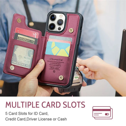 CASEME C22 Series For iPhone 12 Pro Max 6.7 inch Phone Case Leather+TPU Card Holder Cover