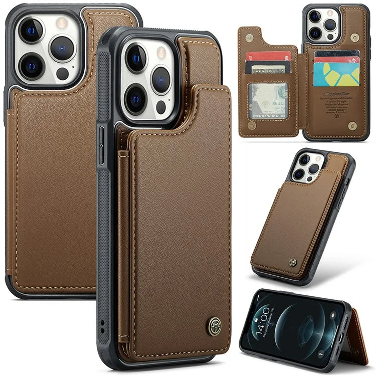 CASEME C22 Series For iPhone 12 Pro Max 6.7 inch Phone Case Leather+TPU Card Holder Cover