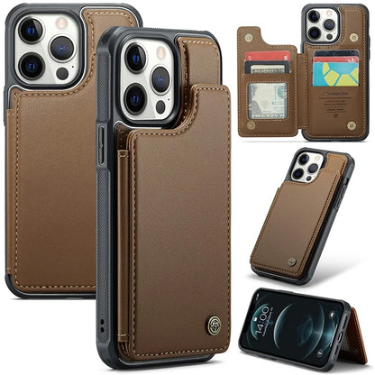 CASEME C22 Series For iPhone 12 Pro Max 6.7 inch Phone Case Leather+TPU Card Holder Cover