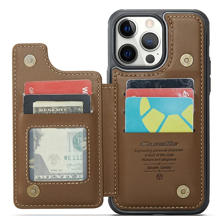 CASEME C22 Series For iPhone 12 Pro Max 6.7 inch Phone Case Leather+TPU Card Holder Cover