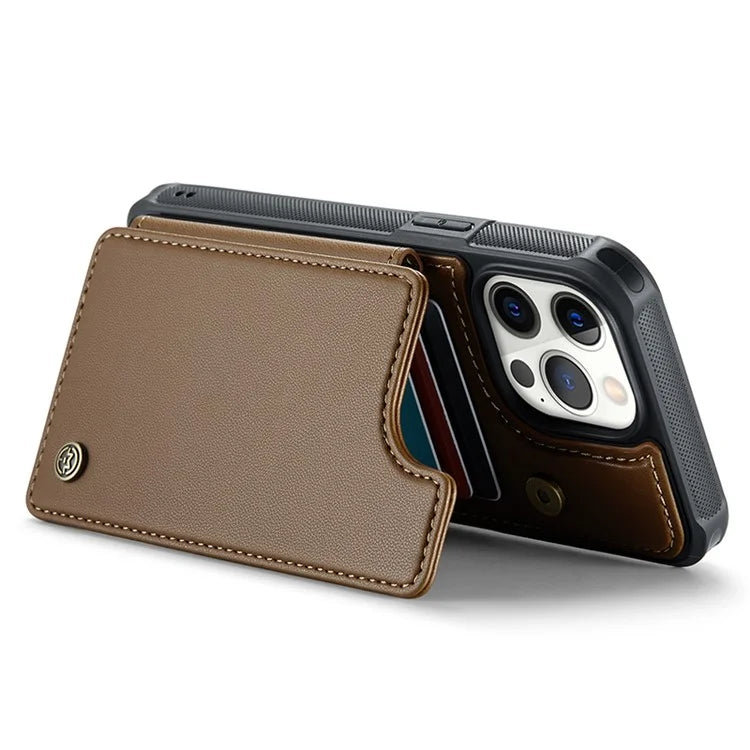 CASEME C22 Series For iPhone 12 Pro Max 6.7 inch Phone Case Leather+TPU Card Holder Cover