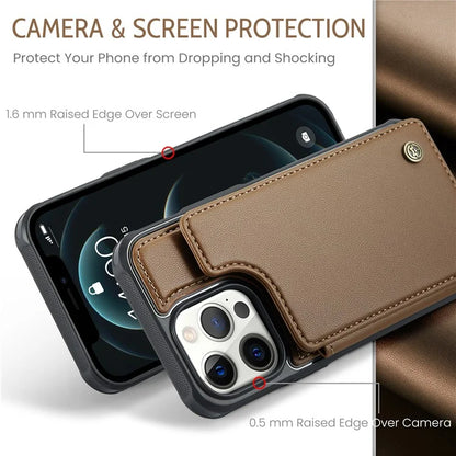 CASEME C22 Series For iPhone 12 Pro Max 6.7 inch Phone Case Leather+TPU Card Holder Cover