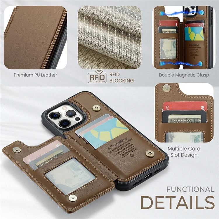 CASEME C22 Series For iPhone 12 Pro Max 6.7 inch Phone Case Leather+TPU Card Holder Cover