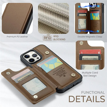 CASEME C22 Series For iPhone 12 Pro Max 6.7 inch Phone Case Leather+TPU Card Holder Cover
