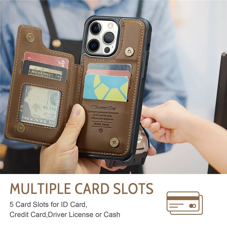 CASEME C22 Series For iPhone 12 Pro Max 6.7 inch Phone Case Leather+TPU Card Holder Cover