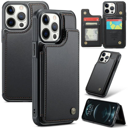 CASEME C22 Series For iPhone 12 Pro Max 6.7 inch Phone Case Leather+TPU Card Holder Cover