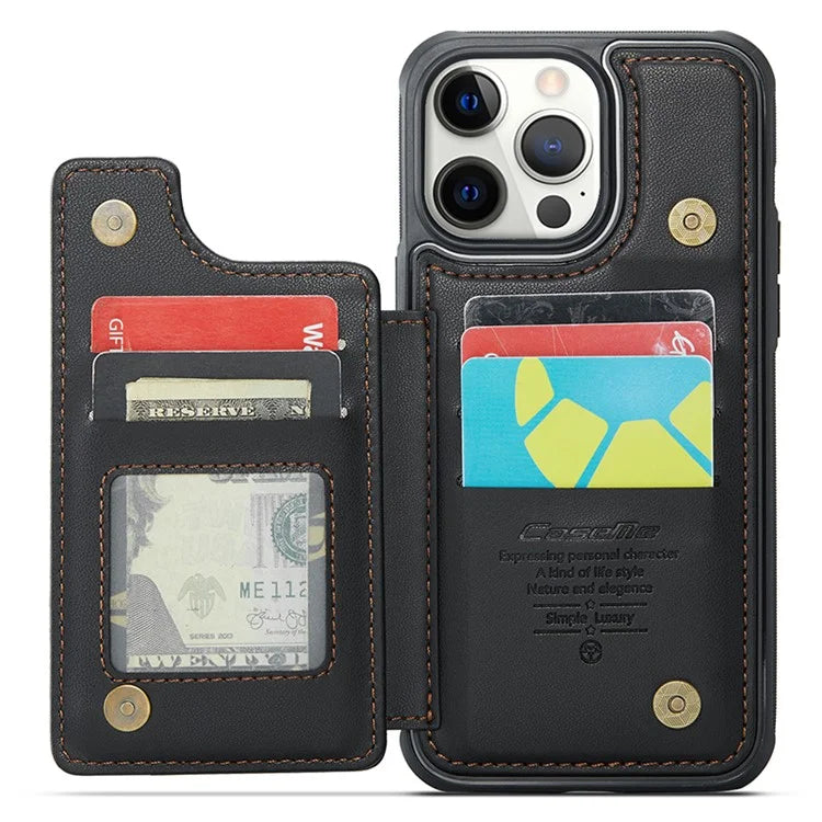 CASEME C22 Series For iPhone 12 Pro Max 6.7 inch Phone Case Leather+TPU Card Holder Cover