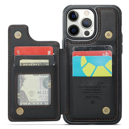 CASEME C22 Series For iPhone 12 Pro Max 6.7 inch Phone Case Leather+TPU Card Holder Cover
