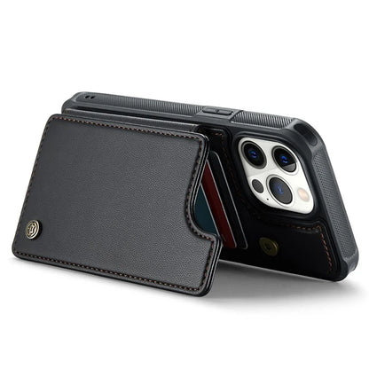 CASEME C22 Series For iPhone 12 Pro Max 6.7 inch Phone Case Leather+TPU Card Holder Cover