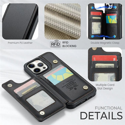 CASEME C22 Series For iPhone 12 Pro Max 6.7 inch Phone Case Leather+TPU Card Holder Cover