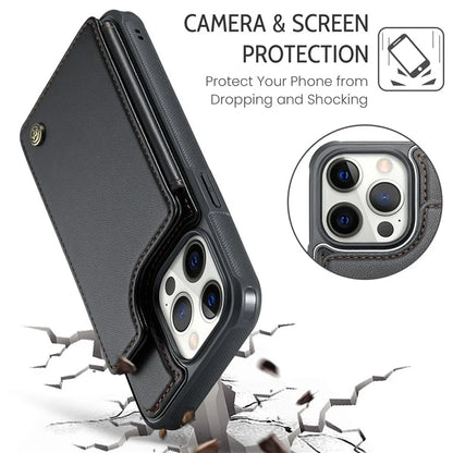 CASEME C22 Series For iPhone 12 Pro Max 6.7 inch Phone Case Leather+TPU Card Holder Cover