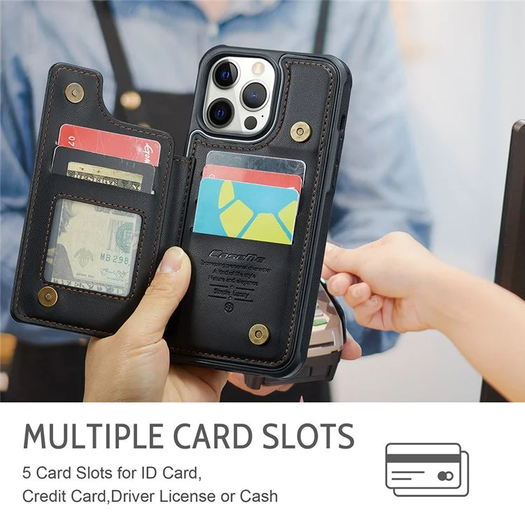 CASEME C22 Series For iPhone 12 Pro Max 6.7 inch Phone Case Leather+TPU Card Holder Cover