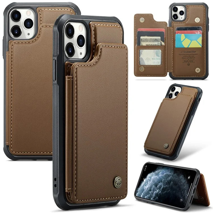 CASEME C22 Series For iPhone 11 Pro Max Case RFID Blocking Glossy PU Leather Phone Protector