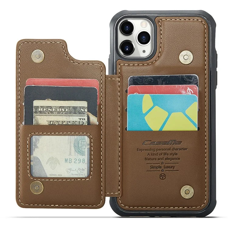 CASEME C22 Series For iPhone 11 Pro Max Case RFID Blocking Glossy PU Leather Phone Protector
