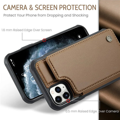 CASEME C22 Series For iPhone 11 Pro Max Case RFID Blocking Glossy PU Leather Phone Protector