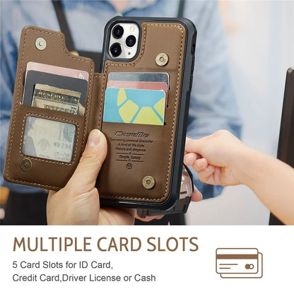CASEME C22 Series For iPhone 11 Pro Max Case RFID Blocking Glossy PU Leather Phone Protector