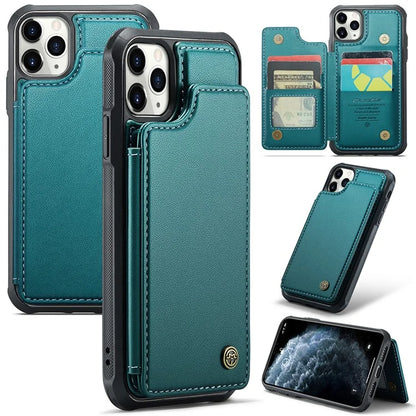 CASEME C22 Series For iPhone 11 Pro Max Case RFID Blocking Glossy PU Leather Phone Protector