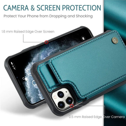 CASEME C22 Series For iPhone 11 Pro Max Case RFID Blocking Glossy PU Leather Phone Protector