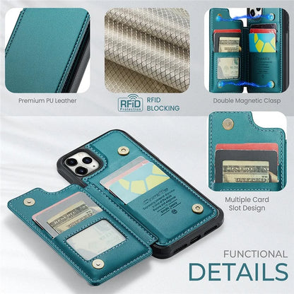 CASEME C22 Series For iPhone 11 Pro Max Case RFID Blocking Glossy PU Leather Phone Protector