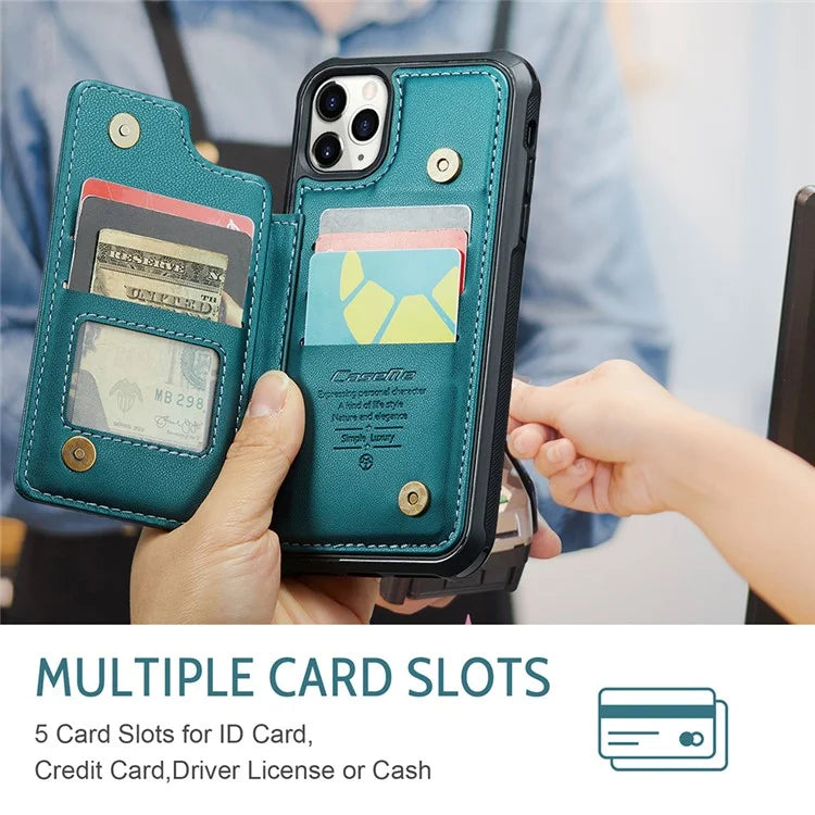 CASEME C22 Series For iPhone 11 Pro Max Case RFID Blocking Glossy PU Leather Phone Protector