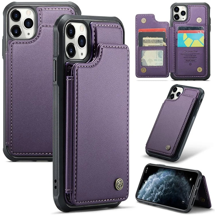 CASEME C22 Series For iPhone 11 Pro Max Case RFID Blocking Glossy PU Leather Phone Protector