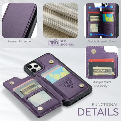 CASEME C22 Series For iPhone 11 Pro Max Case RFID Blocking Glossy PU Leather Phone Protector