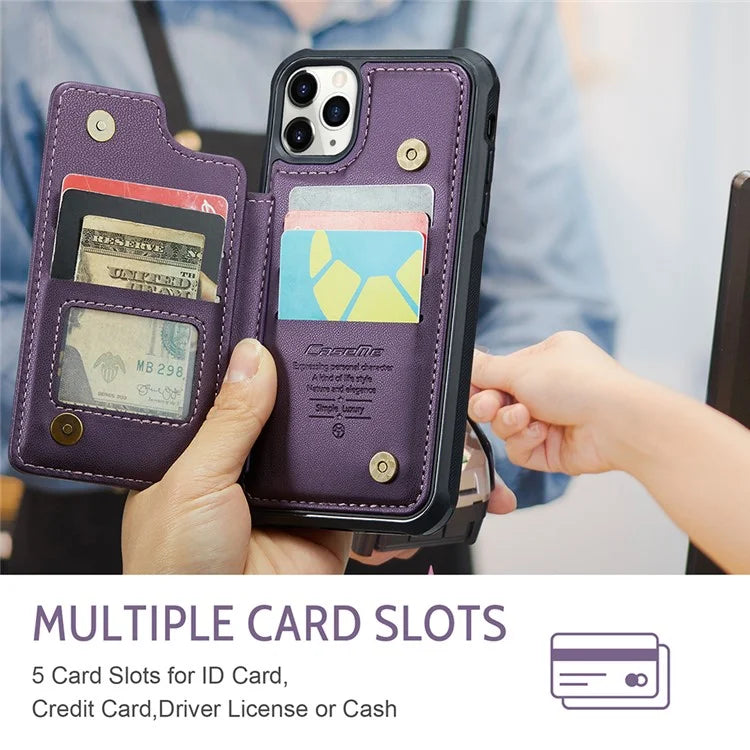 CASEME C22 Series For iPhone 11 Pro Max Case RFID Blocking Glossy PU Leather Phone Protector