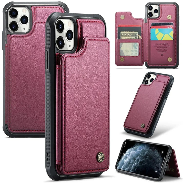 CASEME C22 Series For iPhone 11 Pro Max Case RFID Blocking Glossy PU Leather Phone Protector