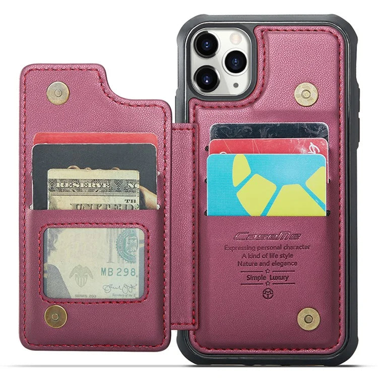 CASEME C22 Series For iPhone 11 Pro Max Case RFID Blocking Glossy PU Leather Phone Protector