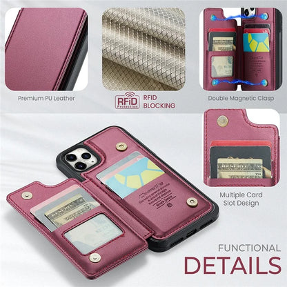 CASEME C22 Series For iPhone 11 Pro Max Case RFID Blocking Glossy PU Leather Phone Protector