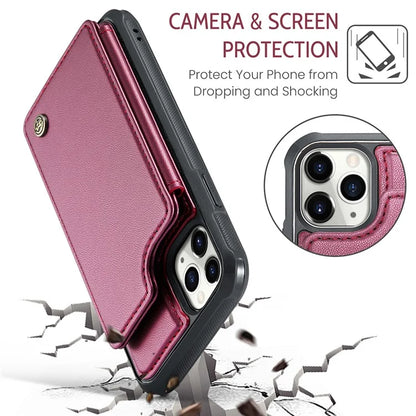 CASEME C22 Series For iPhone 11 Pro Max Case RFID Blocking Glossy PU Leather Phone Protector